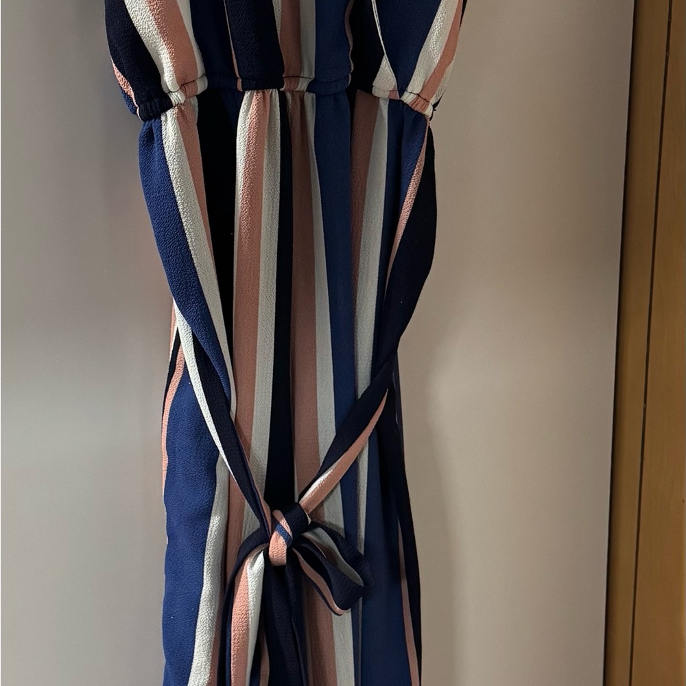 J for Justify Navy and Pink Striped Dress